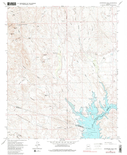 Classic USGS Governors Peak Arizona 7.5'x7.5' Topo Map Image
