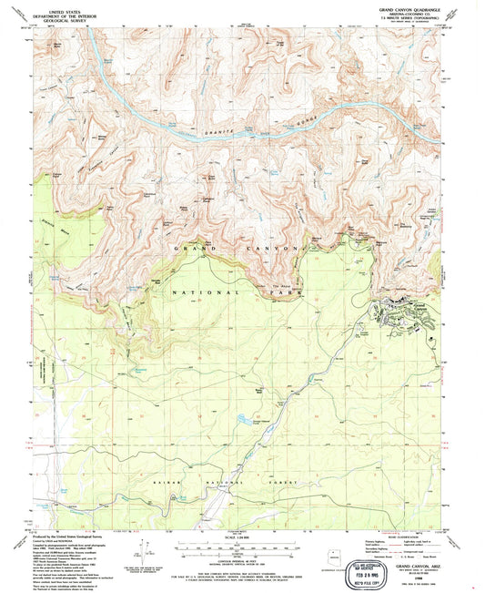 USGS Classic Grand Canyon Arizona 7.5'x7.5' Topo Map Image