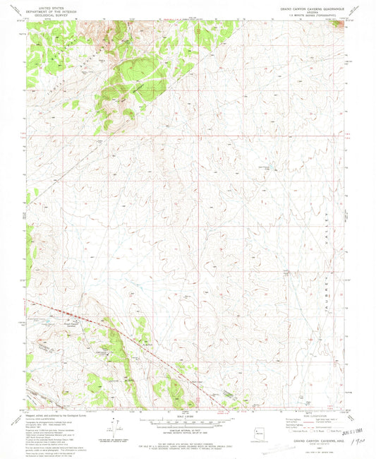 Classic USGS Grand Canyon Caverns Arizona 7.5'x7.5' Topo Map Image