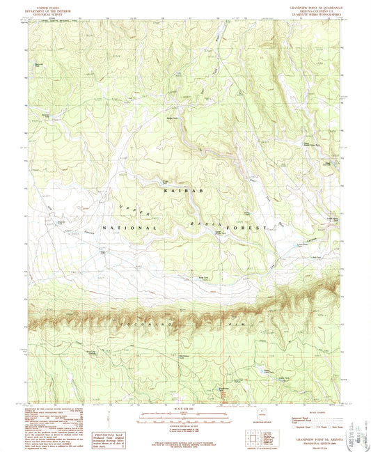 Classic USGS Grandview Point NE Arizona 7.5'x7.5' Topo Map Image