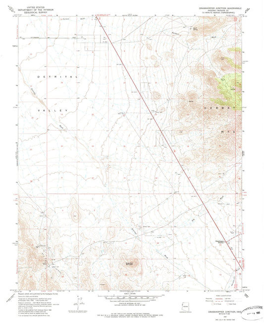 Classic USGS Grasshopper Junction Arizona 7.5'x7.5' Topo Map Image