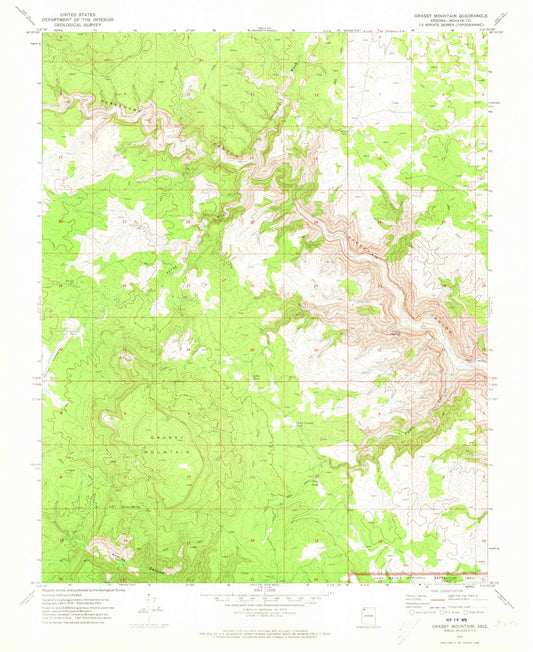 Classic USGS Grassy Mountain Arizona 7.5'x7.5' Topo Map Image