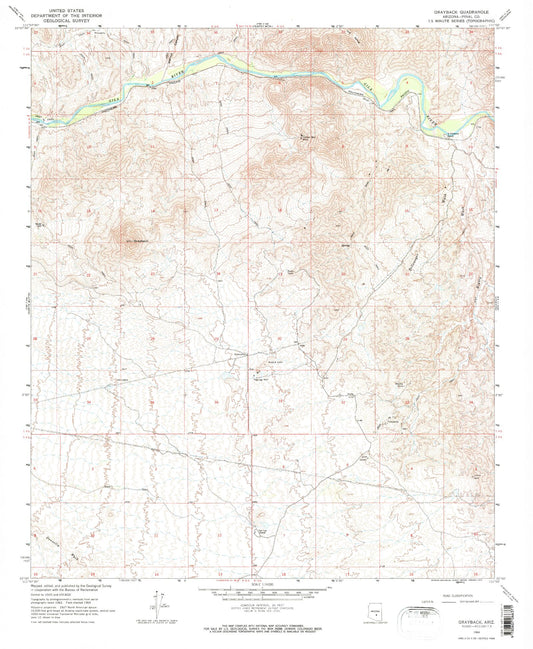 Classic USGS Grayback Arizona 7.5'x7.5' Topo Map Image