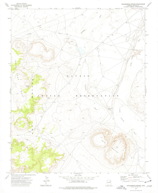 Classic USGS Greasewood Spring Arizona 7.5'x7.5' Topo Map Image