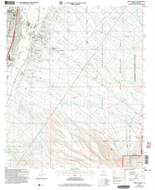 Classic USGS Green Valley Arizona 7.5'x7.5' Topo Map Image