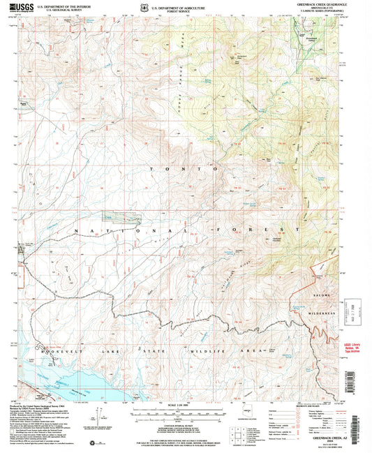 Classic USGS Greenback Creek Arizona 7.5'x7.5' Topo Map Image