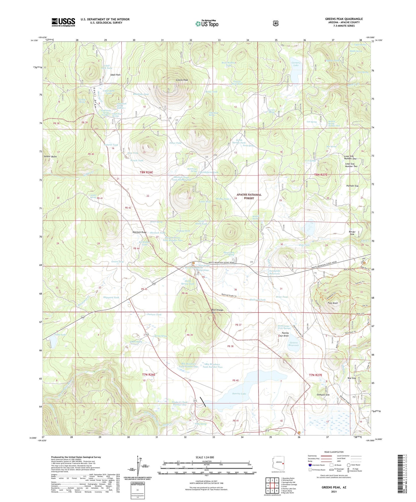 Greens Peak Arizona US Topo Map Image