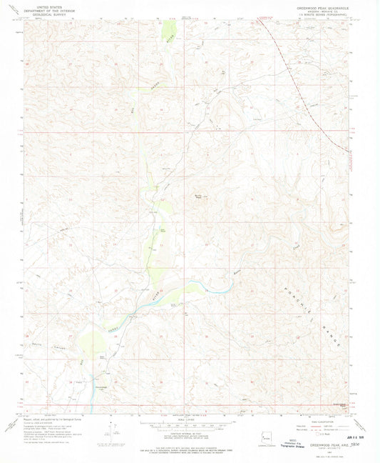 Classic USGS Greenwood Peak Arizona 7.5'x7.5' Topo Map Image