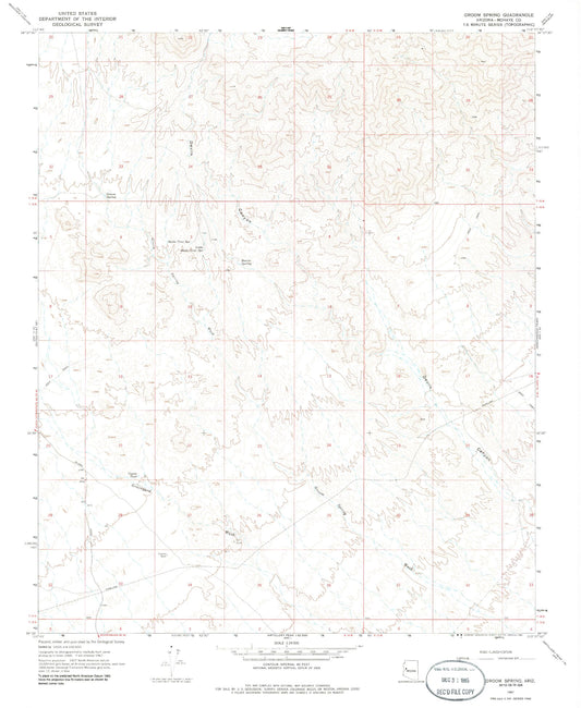 Classic USGS Groom Spring Arizona 7.5'x7.5' Topo Map Image