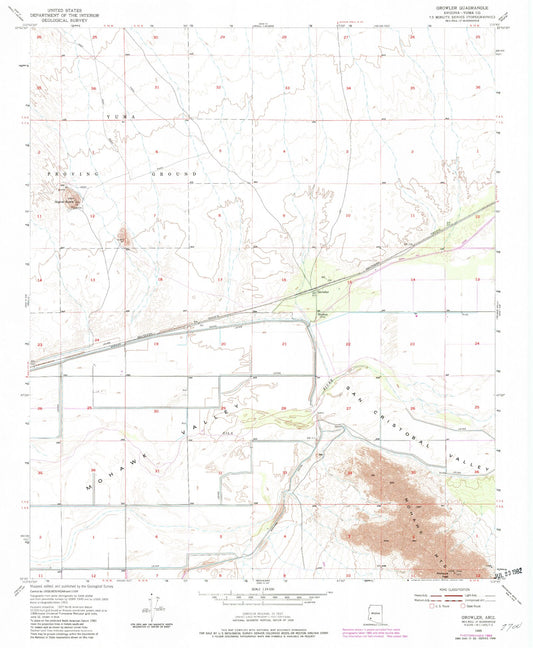 Classic USGS Growler Arizona 7.5'x7.5' Topo Map Image
