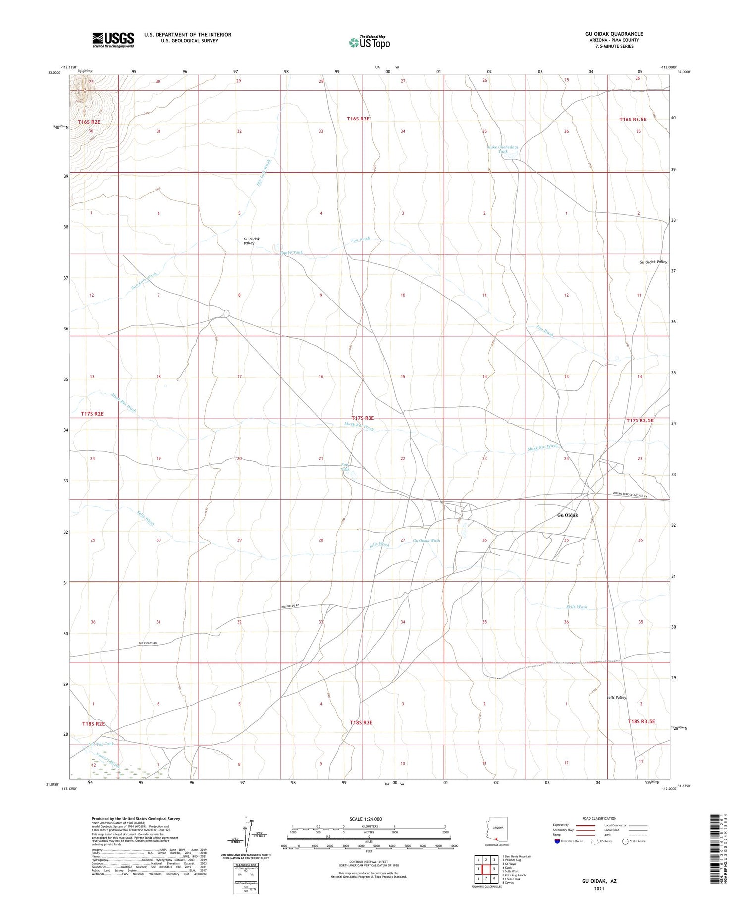 Gu Oidak Arizona US Topo Map Image