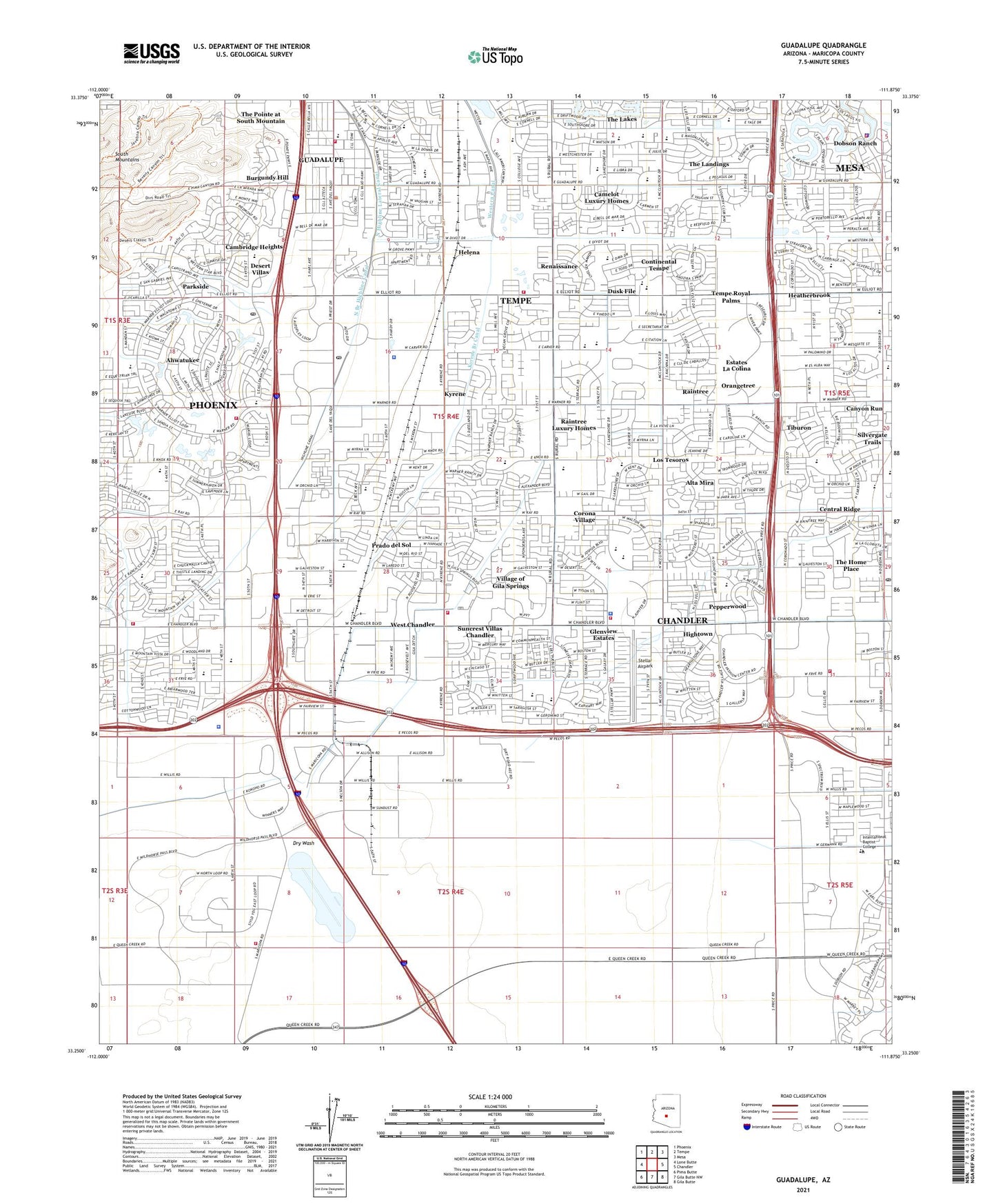 Guadalupe Arizona US Topo Map Image