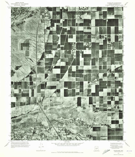 Classic USGS Guadalupe Arizona 7.5'x7.5' Topo Map Image