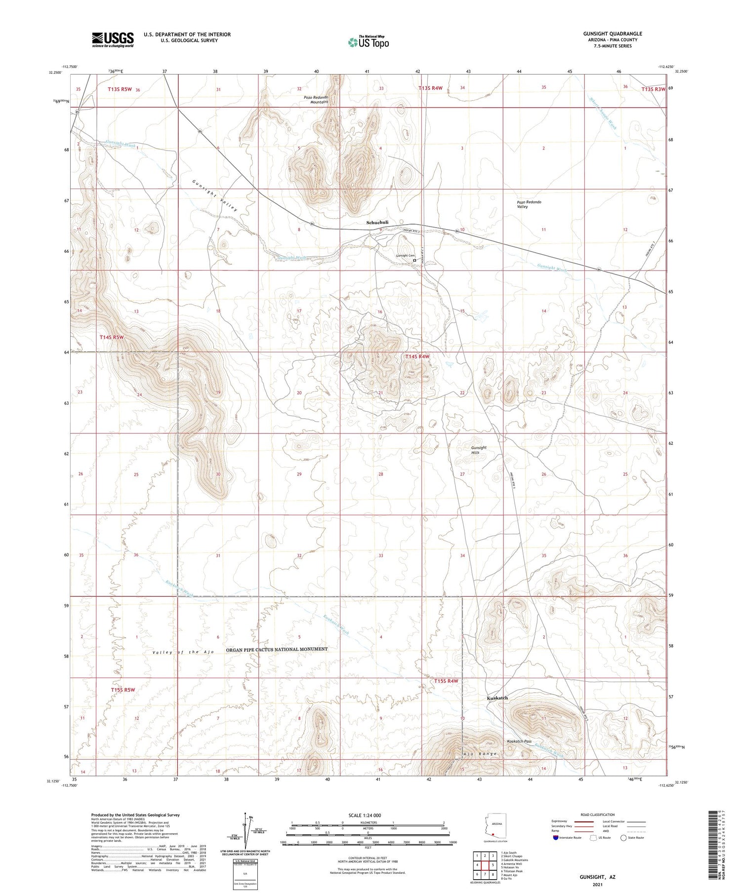 Gunsight Arizona US Topo Map Image