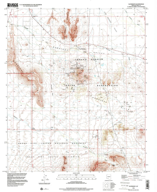 Classic USGS Gunsight Arizona 7.5'x7.5' Topo Map Image