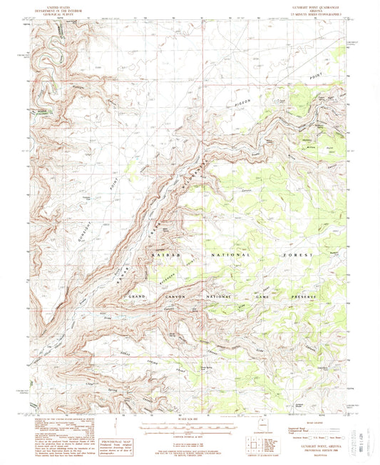 Classic USGS Gunsight Point Arizona 7.5'x7.5' Topo Map Image