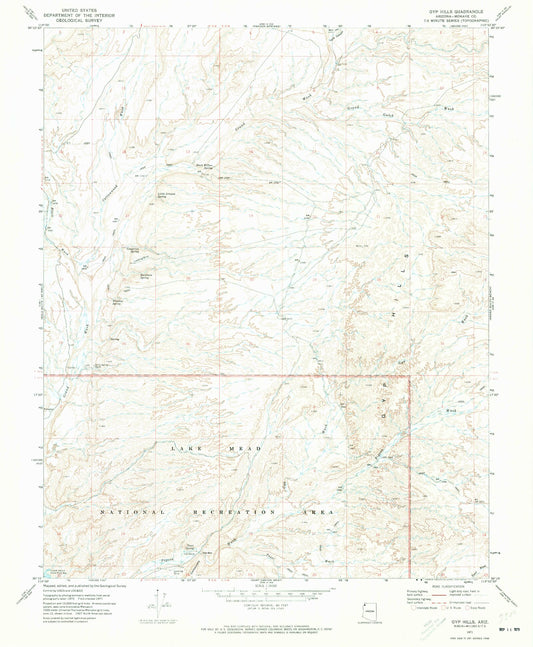 Classic USGS Gyp Hills Arizona 7.5'x7.5' Topo Map Image
