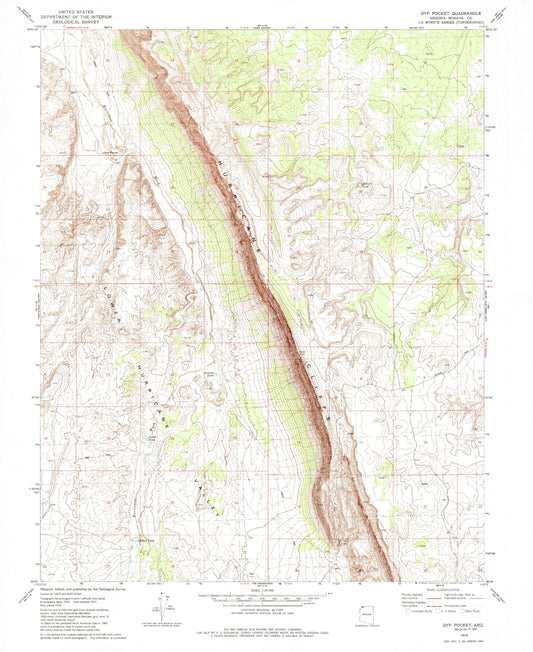 Classic USGS Gyp Pocket Arizona 7.5'x7.5' Topo Map Image