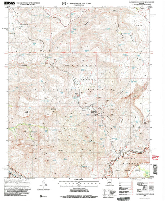 Classic USGS Hackberry Mountain Arizona 7.5'x7.5' Topo Map Image