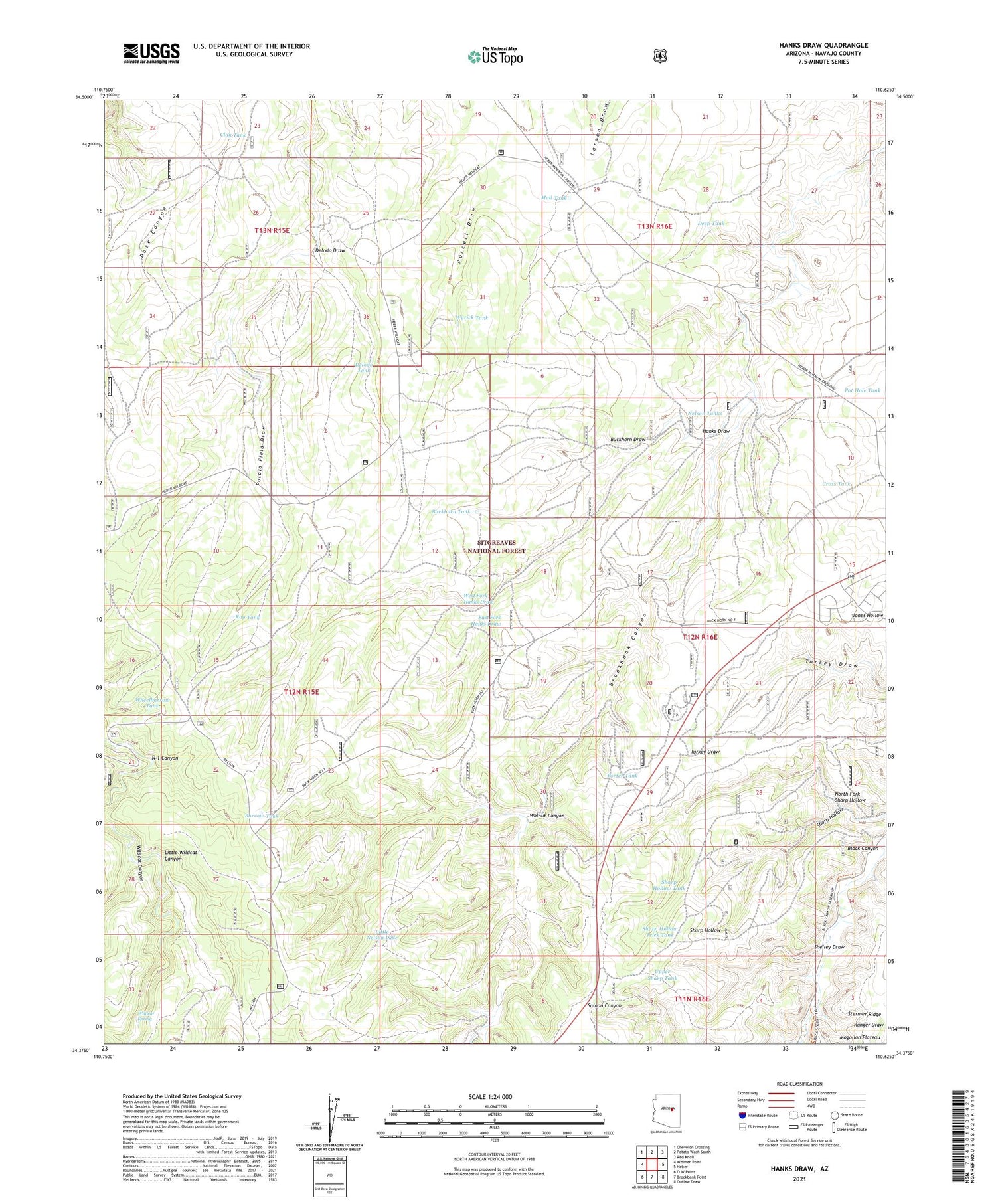Hanks Draw Arizona US Topo Map Image