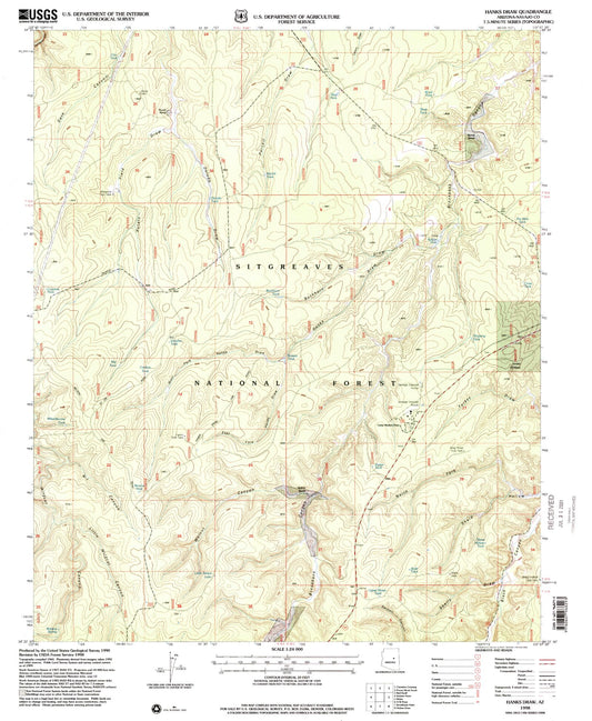 Classic USGS Hanks Draw Arizona 7.5'x7.5' Topo Map Image