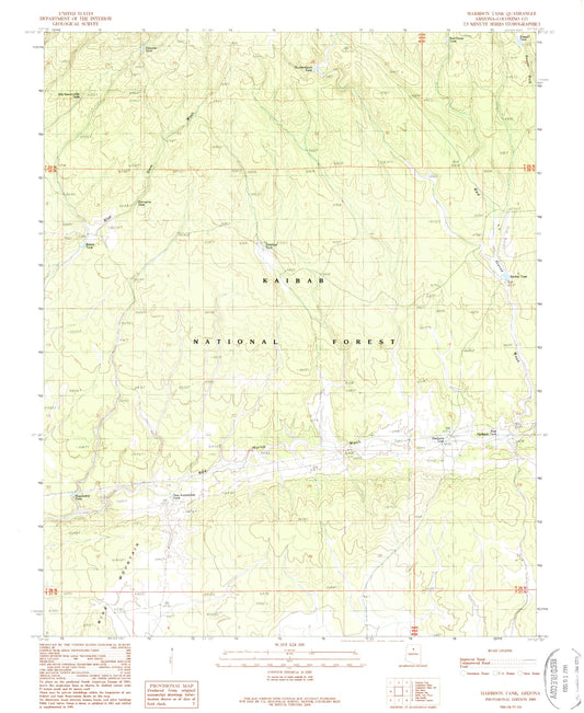 Classic USGS Harbison Tank Arizona 7.5'x7.5' Topo Map Image