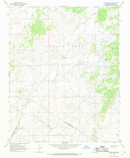 Classic USGS Hard Rocks Arizona 7.5'x7.5' Topo Map Image