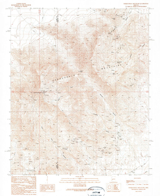 Classic USGS Harquahala Mountain Arizona 7.5'x7.5' Topo Map Image