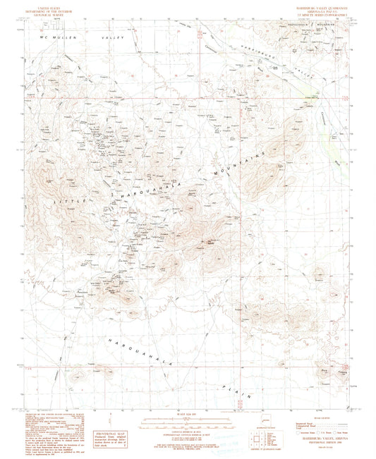 Classic USGS Harrisburg Valley Arizona 7.5'x7.5' Topo Map Image