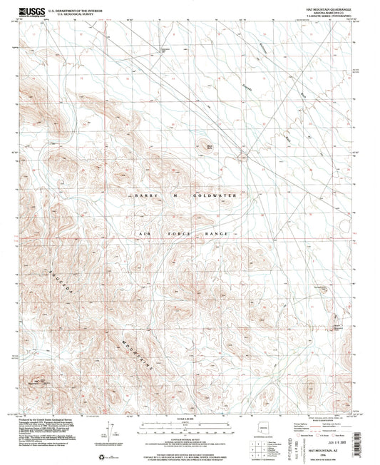 Classic USGS Hat Mountain Arizona 7.5'x7.5' Topo Map Image