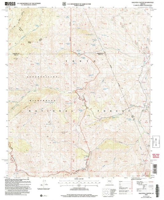 Classic USGS Haunted Canyon Arizona 7.5'x7.5' Topo Map Image