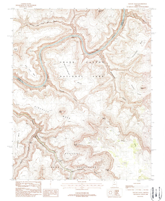 Classic USGS Havasu Falls Arizona 7.5'x7.5' Topo Map Image