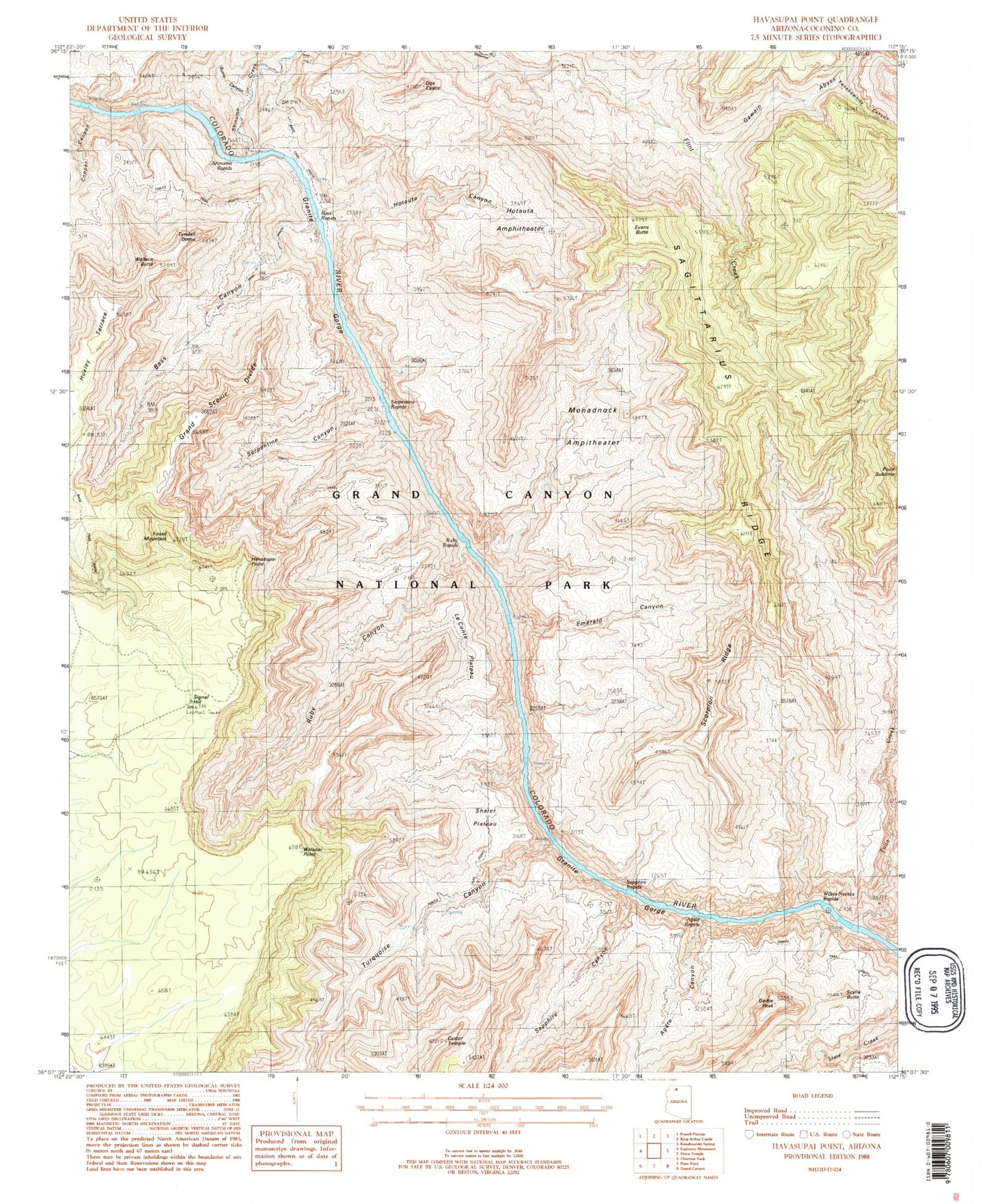 Classic USGS Havasupai Point Arizona 7.5'x7.5' Topo Map Image