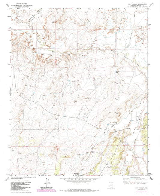 Classic USGS Hay Hollow Arizona 7.5'x7.5' Topo Map Image