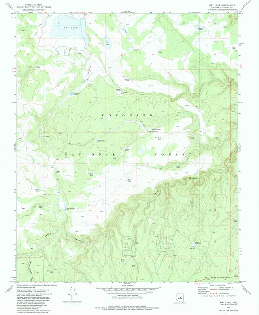 Classic USGS Hay Lake Arizona 7.5'x7.5' Topo Map Image