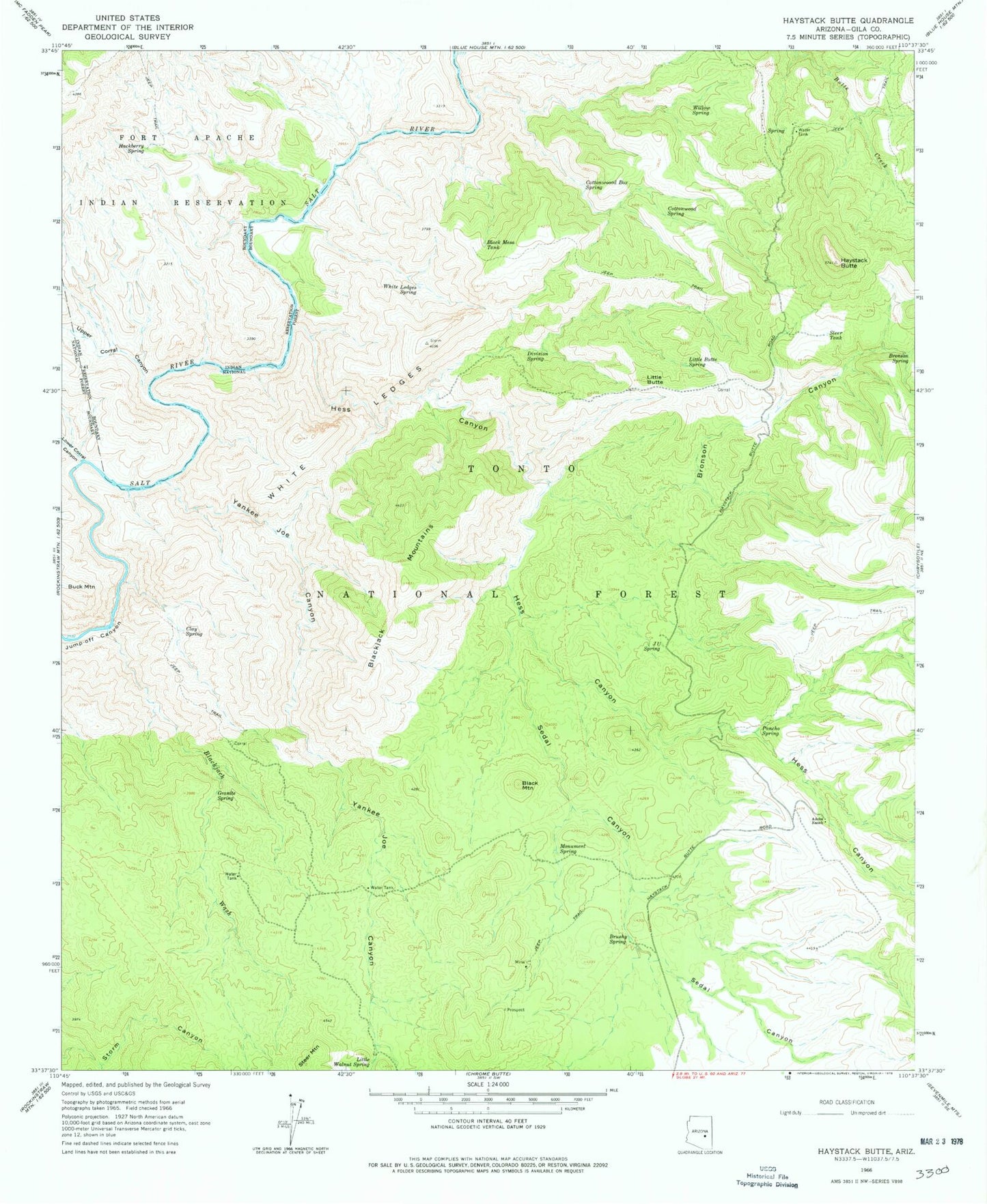 Classic USGS Haystack Butte Arizona 7.5'x7.5' Topo Map Image
