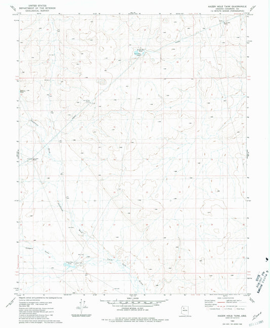 Classic USGS Hazen Hole Tank Arizona 7.5'x7.5' Topo Map Image