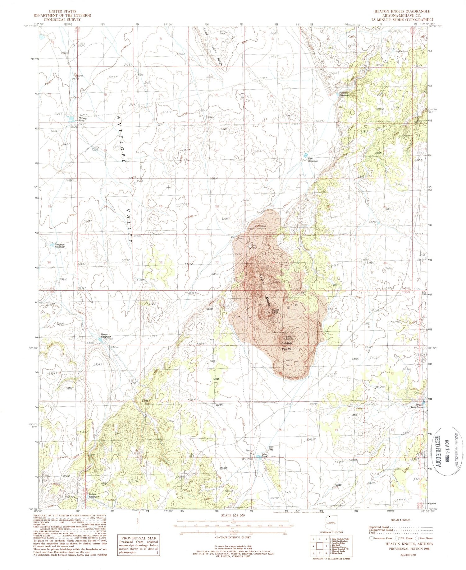 Classic USGS Heaton Knolls Arizona 7.5'x7.5' Topo Map Image
