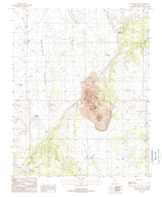 Classic USGS Heaton Knolls Arizona 7.5'x7.5' Topo Map Image