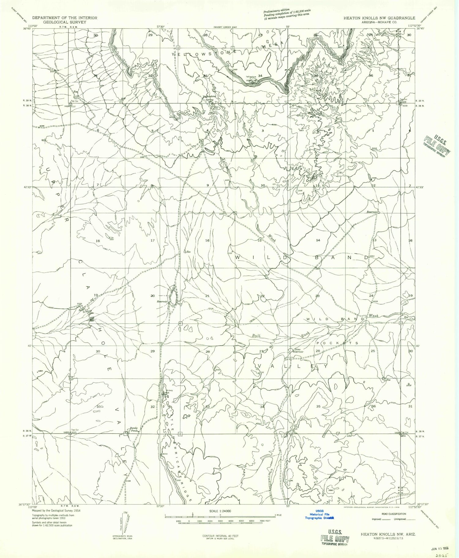 Classic USGS Wild Band Pockets Arizona 7.5'x7.5' Topo Map Image