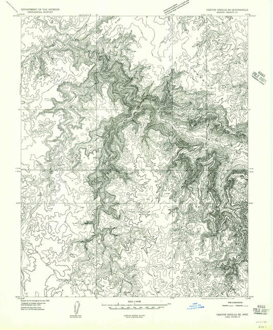 Classic USGS Robinson Canyon Arizona 7.5'x7.5' Topo Map Image