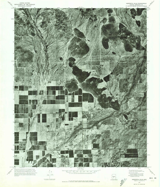 Classic USGS Hedgpeth Hills Arizona 7.5'x7.5' Topo Map Image