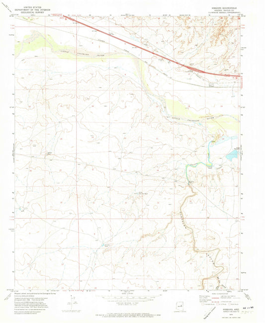 Classic USGS Hibbard Arizona 7.5'x7.5' Topo Map Image