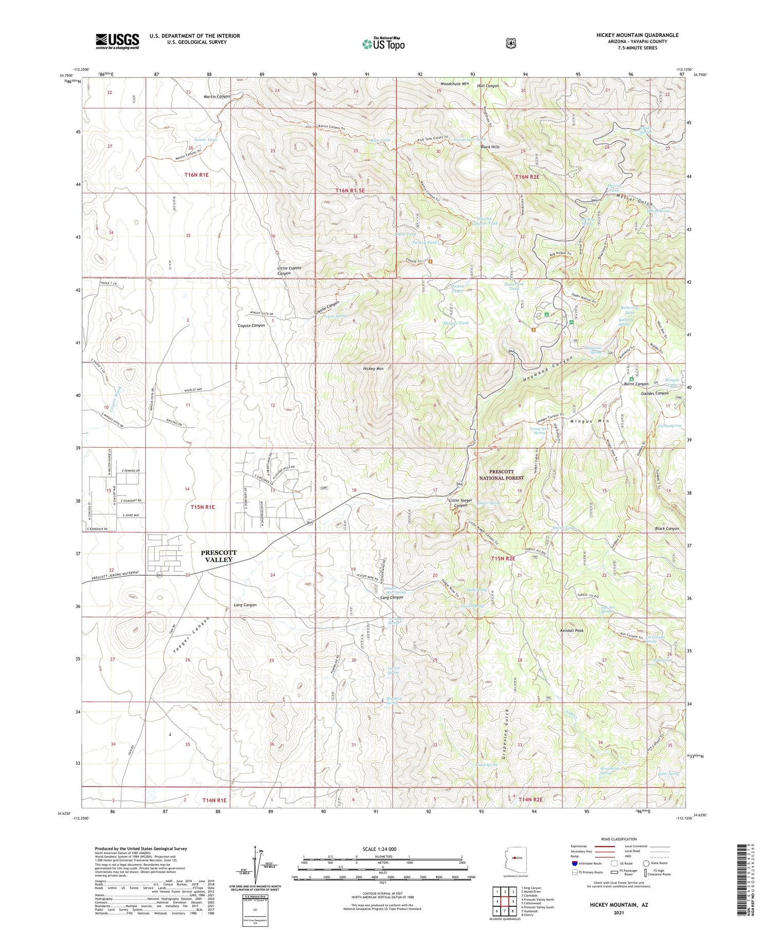 Hickey Mountain Arizona US Topo Map Image
