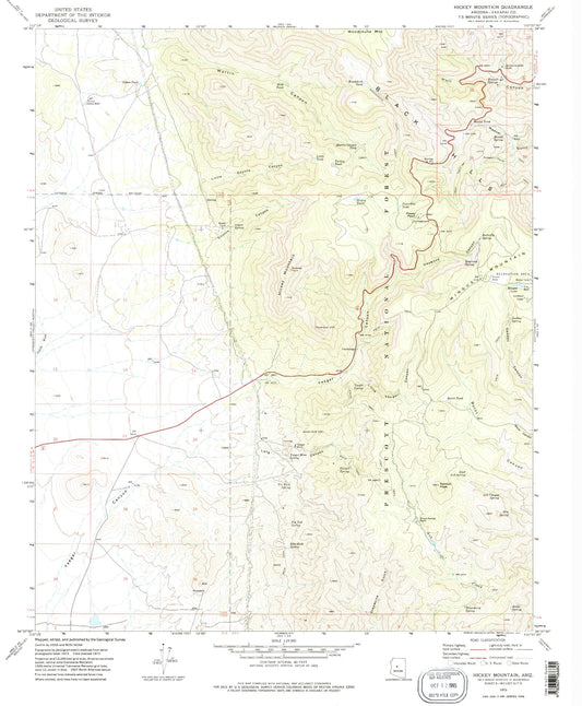Classic USGS Hickey Mountain Arizona 7.5'x7.5' Topo Map Image