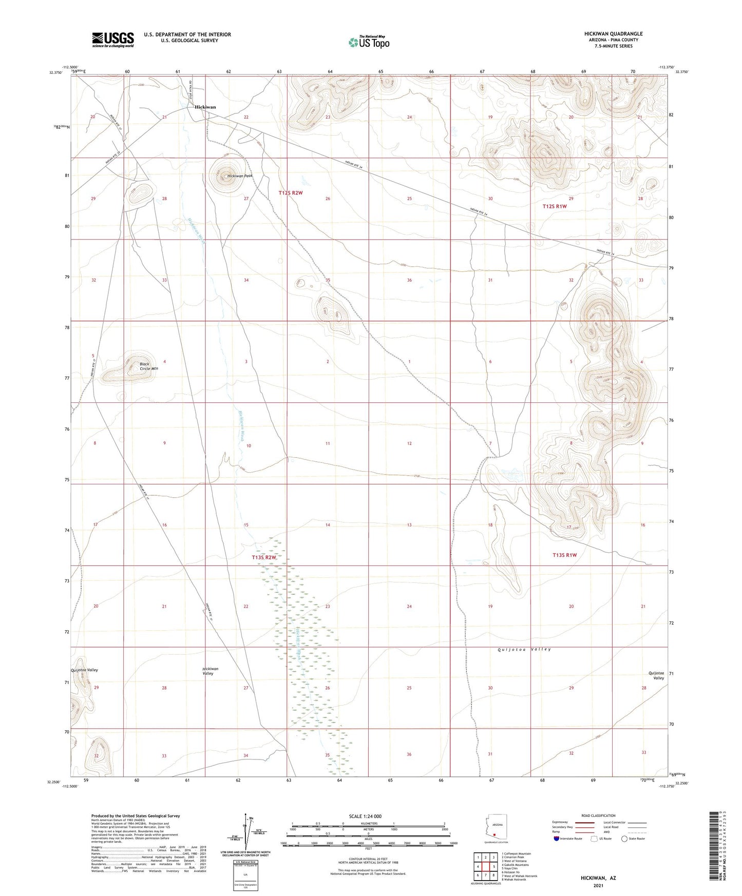 Hickiwan Arizona US Topo Map Image
