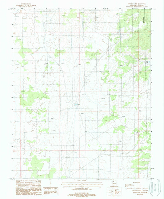 Classic USGS Higgins Tank Arizona 7.5'x7.5' Topo Map Image