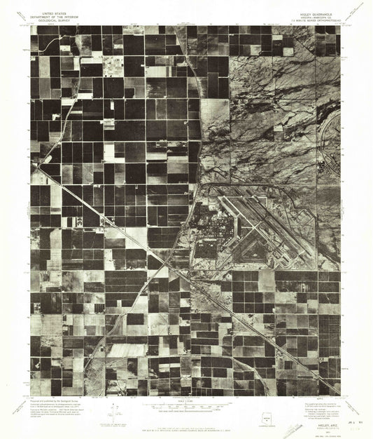 Classic USGS Higley Arizona 7.5'x7.5' Topo Map Image