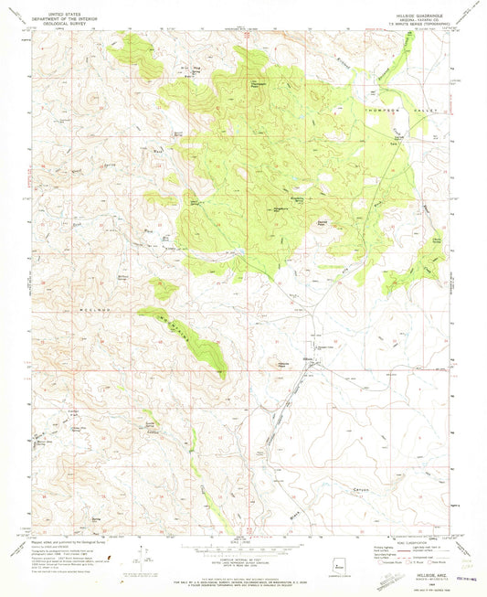 Classic USGS Hillside Arizona 7.5'x7.5' Topo Map Image