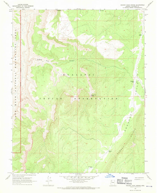 Classic USGS Hockey Puck Spring Arizona 7.5'x7.5' Topo Map Image